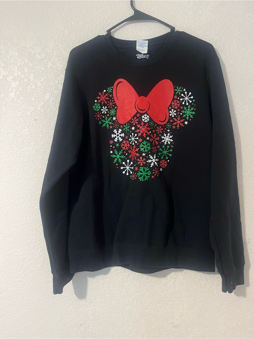 Disney Black Sweatshirt with Red Minnie Bow Graphic